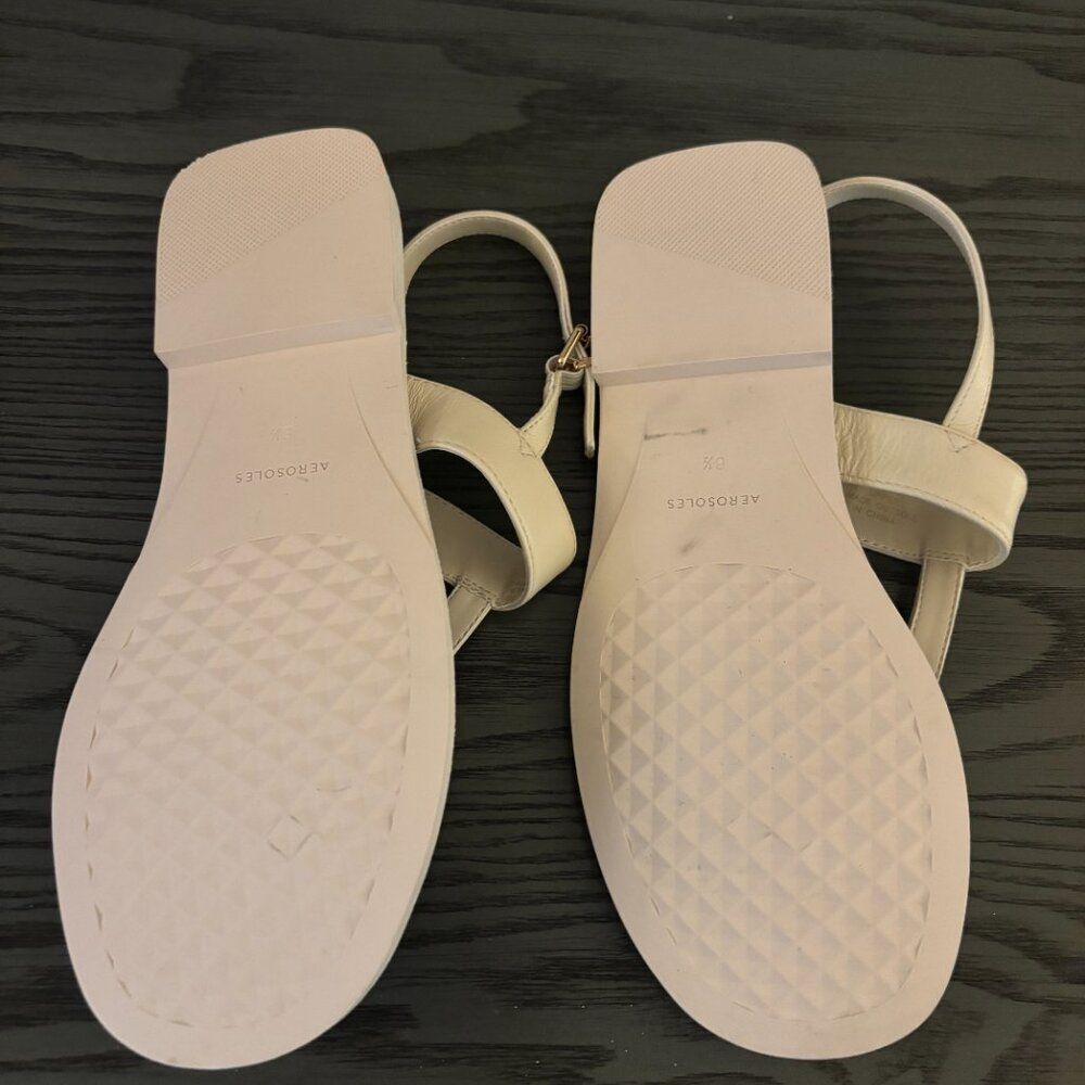 Aerosoles Women's Cherry Flat Sandal, White Leather, 6.5 - 1138 - Picture 3 of 3